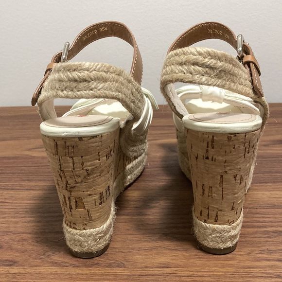 Prada Sport NWOT White Patent Leather Bow Cork Wedge Espadrille. Size 35.5. - Picture 5 of 11